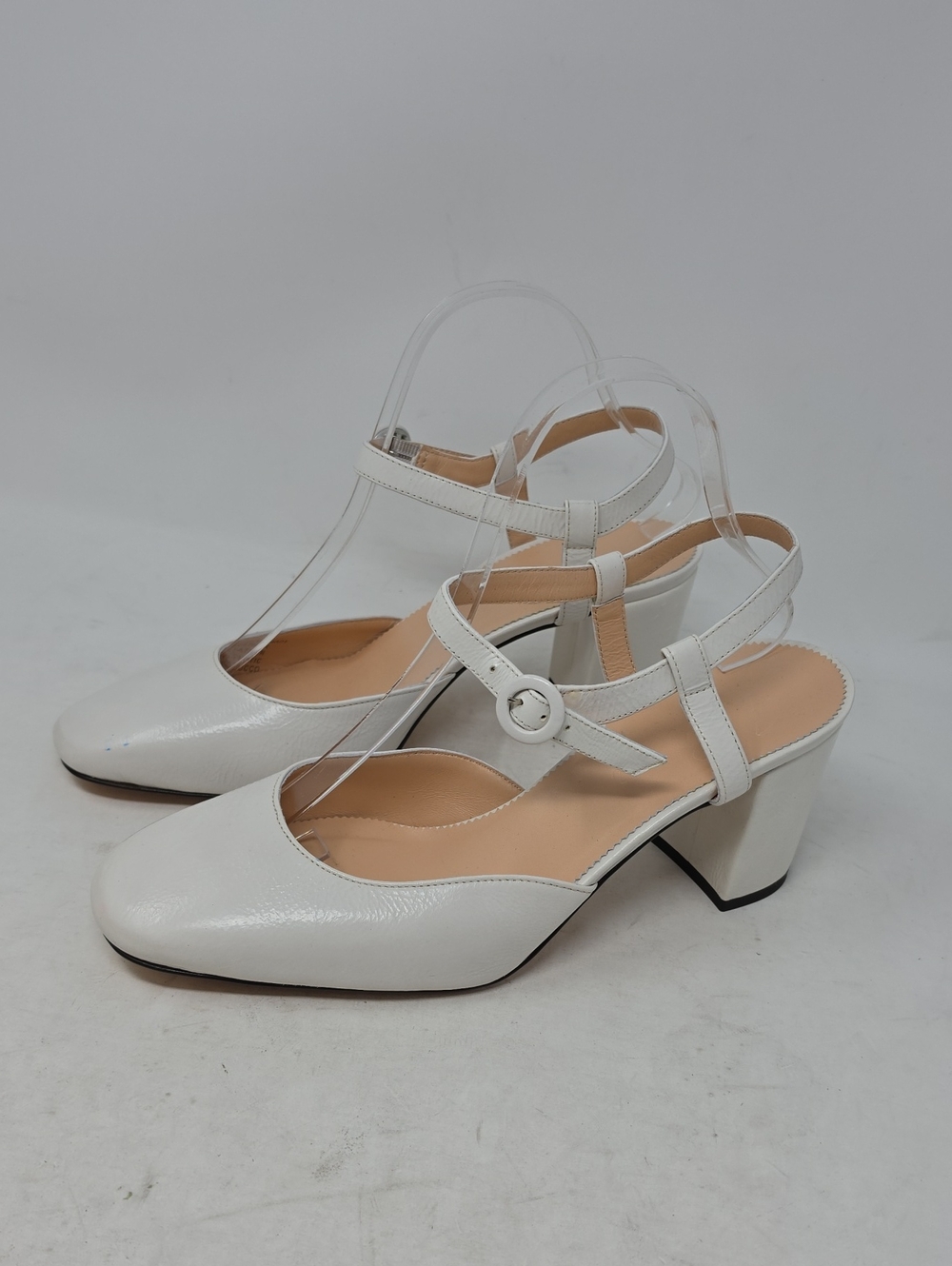 J. Crew Classic White Mary Jane Block Heel Slingback Pumps Size 10